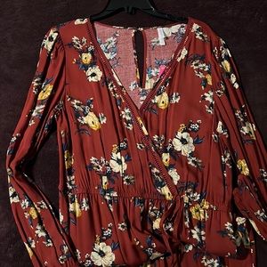 Long sleeve floral print  jumpsuit